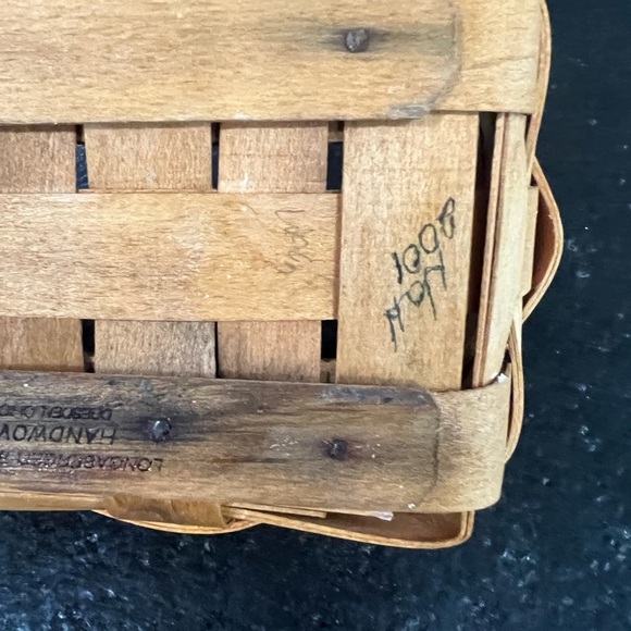 Longaberger Small Rectangle Basket Leather Handles Coffee Pods Tea Vtg Handwoven - Picture 6 of 7